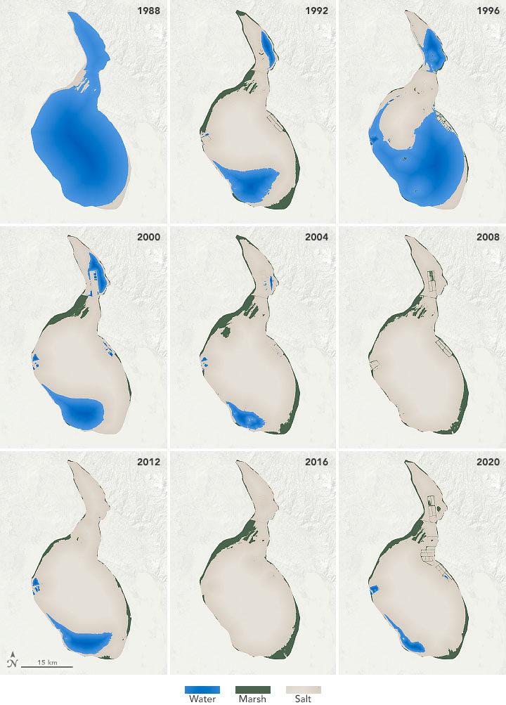 NASA farklı yıllardan görüntülerle paylaştı: İşte Tuz Gölü'ndeki değişim