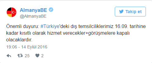 Türkiye'deki Alman temsilcilikleri kapatıldı