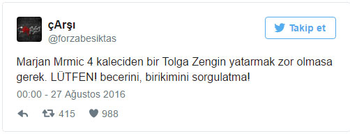 Çarşı Tolga Zengin'e karşı