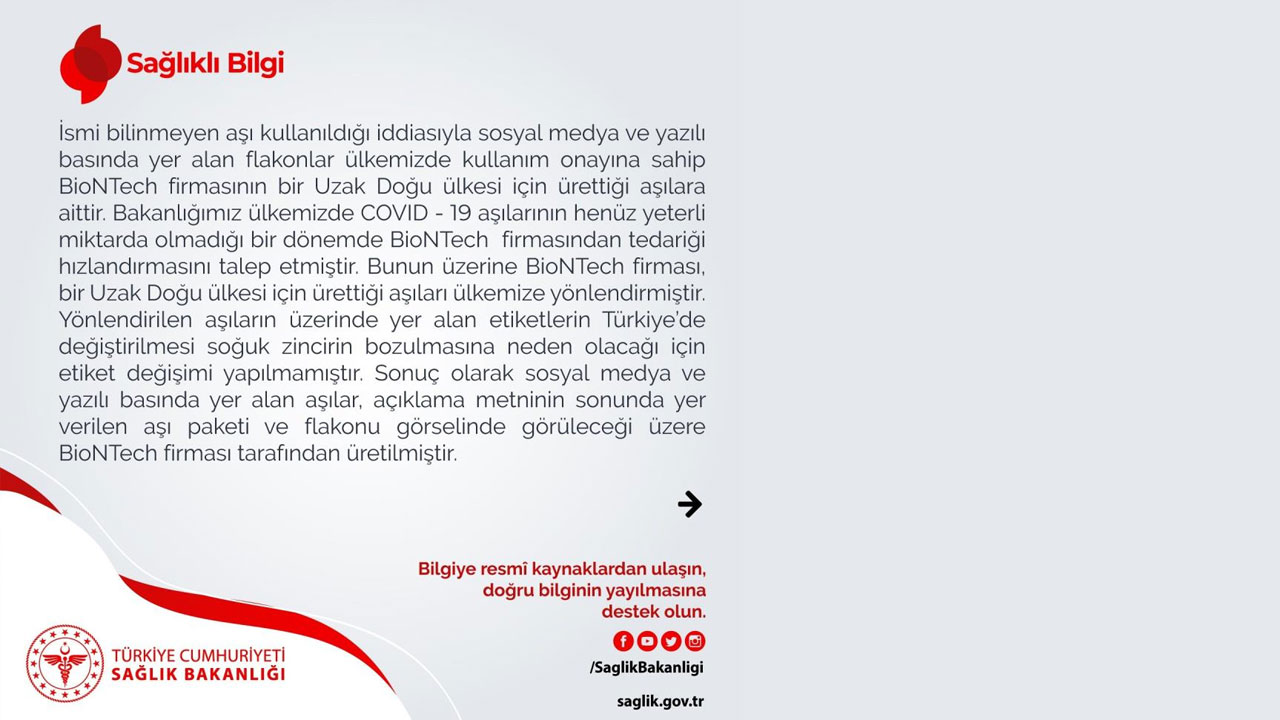 'İsmi bilinmeyen Covid-19 aşısı' iddialarına ilişkin Sağlık Bakanlığı'ndan açıklama