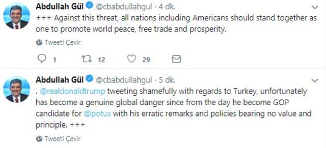 Abdullah Gül'den Trump'a çok sert tepki