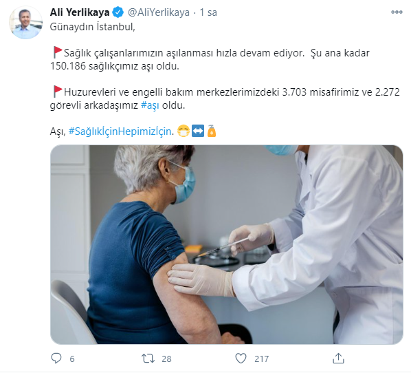 İstanbul'da 150 bin 186 sağlıkçı aşı oldu