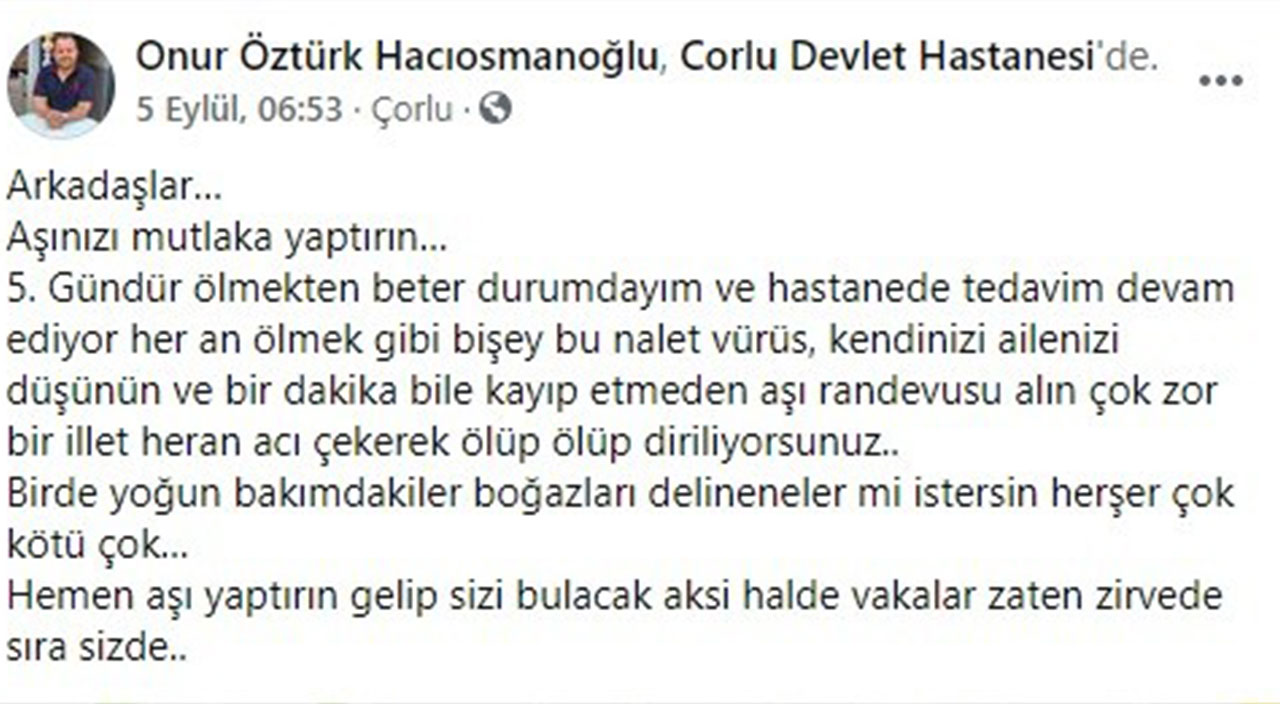 Korona virüse yakalanmıştı! Aşı çağrısı yapan lokantacı hayatını kaybetti
