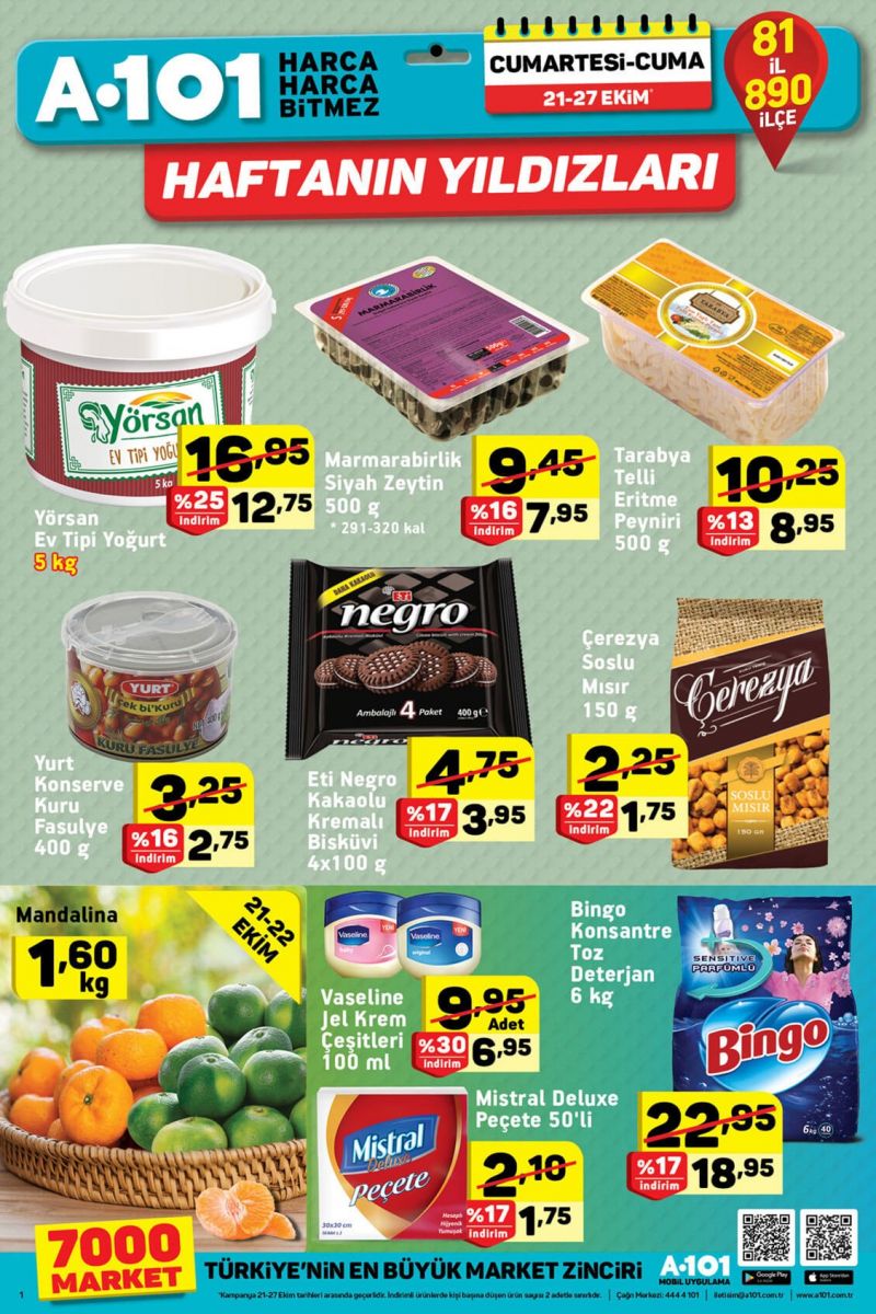 A101 21-27 Ekim 2017 İndirimli Ürün Broşürü | A101 Market indirimleri