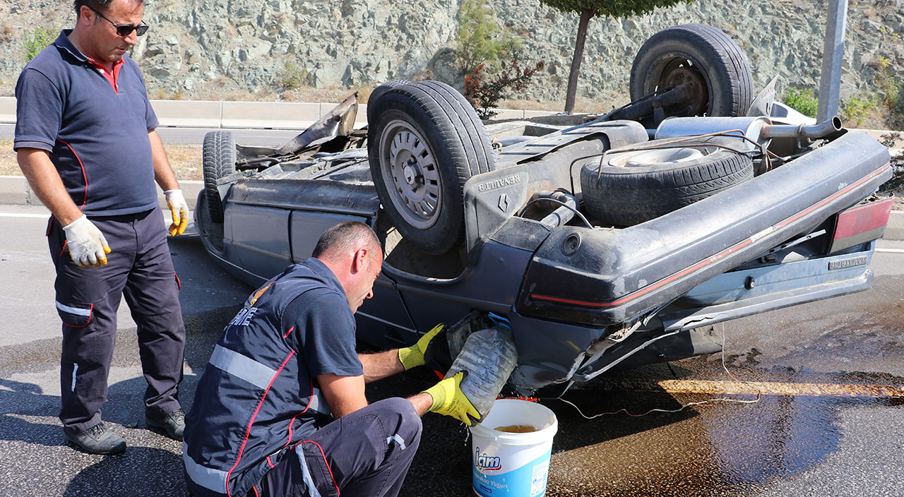Otomobiliyle defalarca takla attı! Burnu bile kanamadan kurtuldu