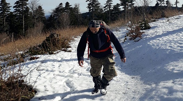 Keşif için yürüyüşe çıkan ekibin önünü ayı kesti