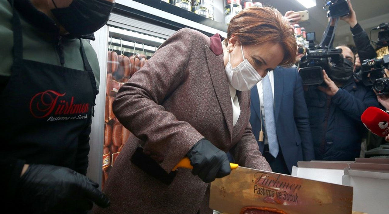 Pastırma kesen Meral Akşener’den gazeteciye ilginç cevap: Uyanık seni