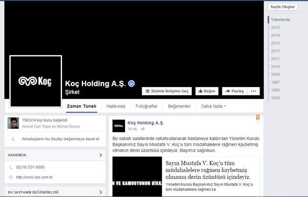 Koç Holding siyaha büründü