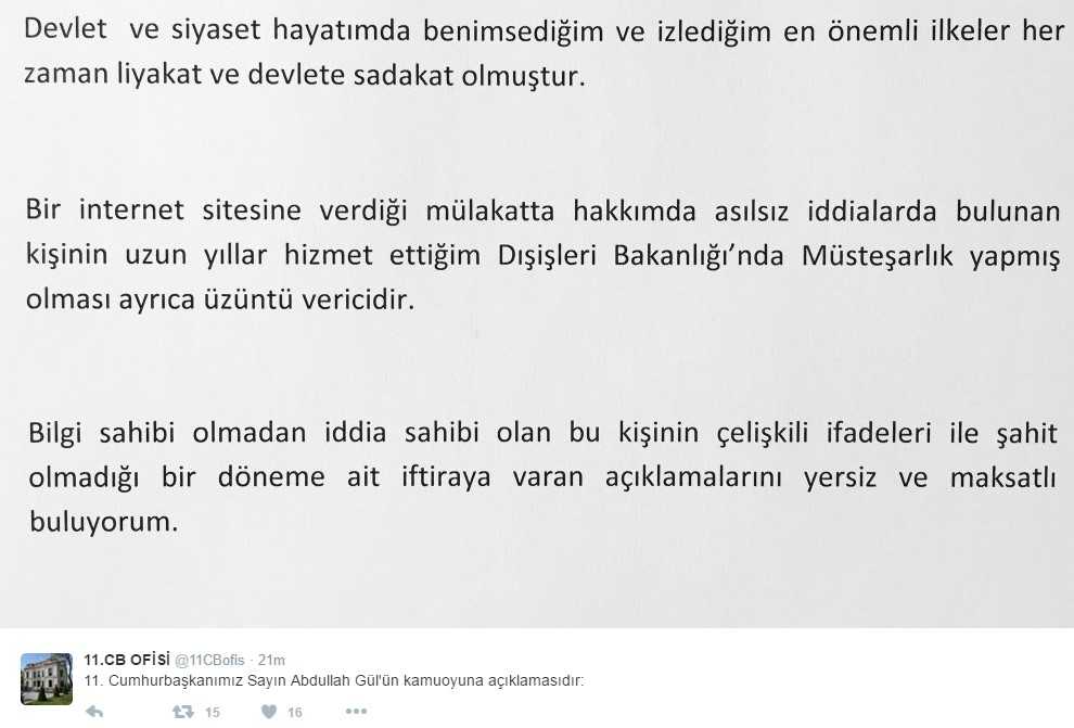 Abdullah Gül'den 'paralel' iddialarına cevap