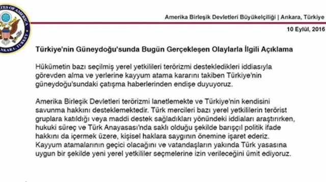 ABD'den kayyum açıklaması: 'Endişe duyuyoruz'