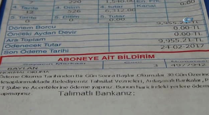 Denizli'de bakkala 10 bin TL'lik su faturası geldi