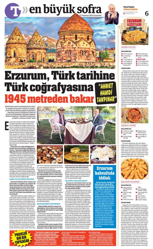 Erzurum, Türk tarihine Türk coğrafyasına 1945 metreden bakar