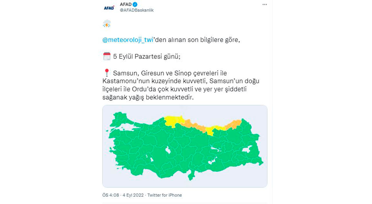 Meteoroloji ve AFAD’dan sarı ve turuncu uyarı: İlleri tek tek saydı