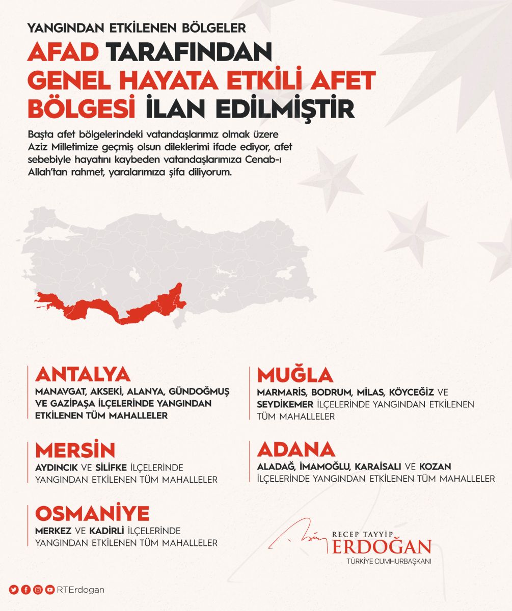 Yangın alanları afet bölgesi ilan edildi