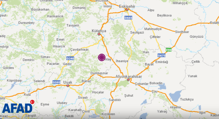 Kütahya'da 5 büyüklüğünde deprem