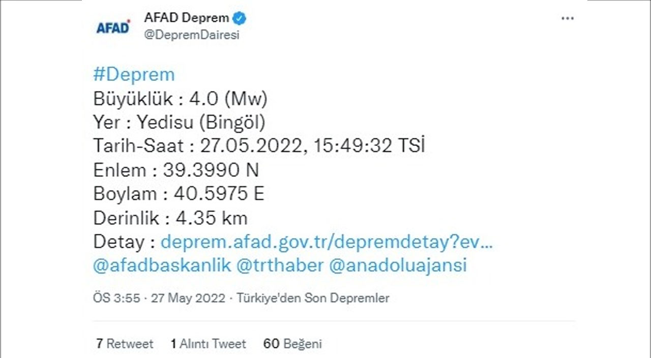 Bingöl'de korkutan deprem Bingöl'de korkutan deprem