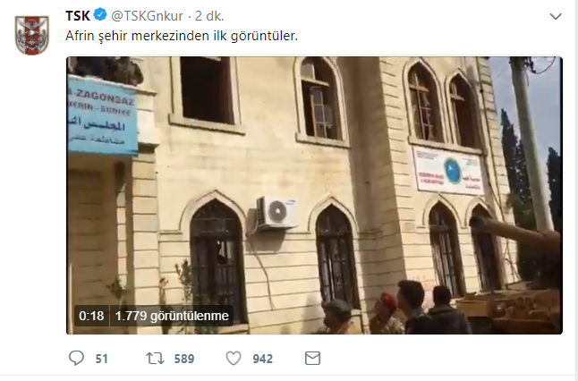 18 Mart Çanakkale Zaferi'nin yıl dönümünde Afrin'e Türk bayrağı dikildi