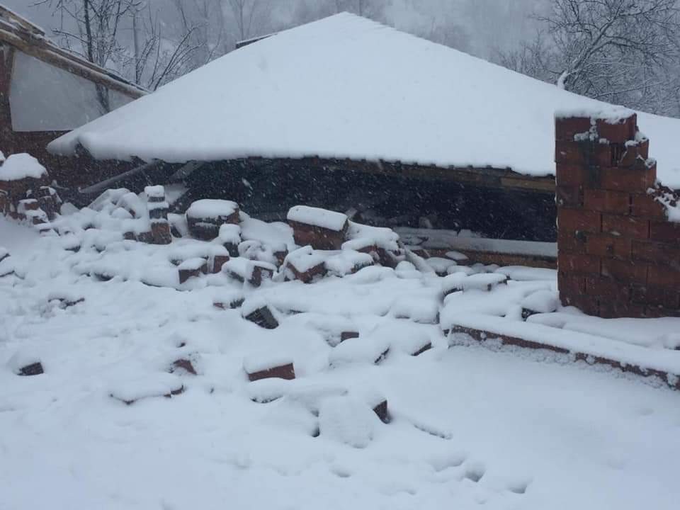 Ahırın çatısı kara dayanamadı, 50’ye yakın koyun telef oldu