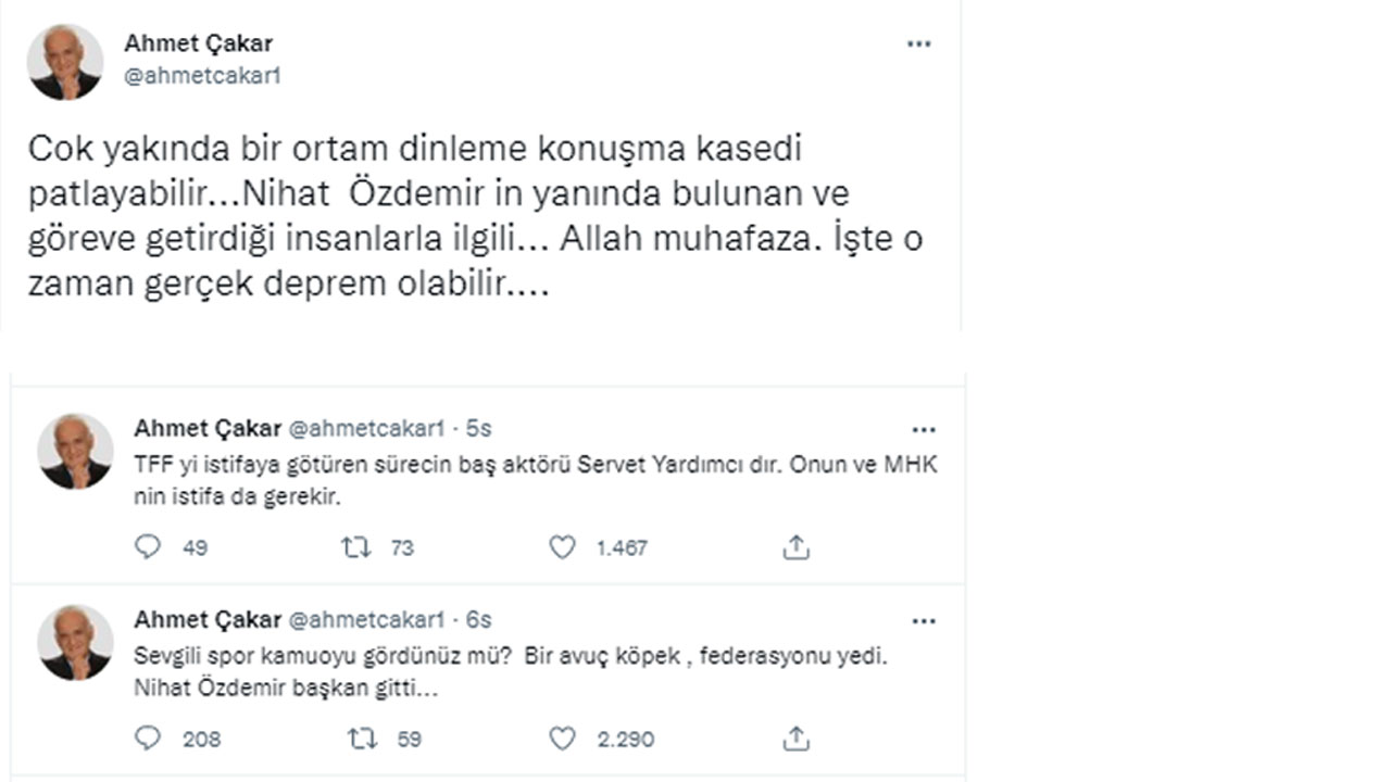 Ahmet Çakar'dan gündemi sarsacak 'kaset' iddiası:Gerçek depremi izleyin