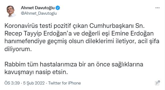 Siyasilerden covid-19 testi pozitif çıkan Erdoğan ve eşine geçmiş olsun mesajı