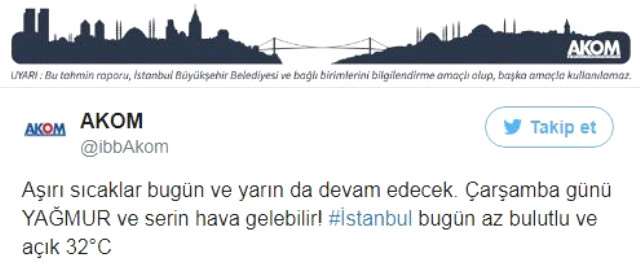 AKOM'dan İstanbullulara yağmur uyarısı