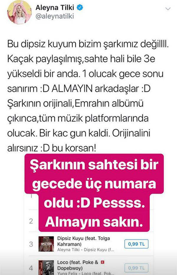 Aleyna Tilki'nin isyanı: Sahtesi bile üçüncü oldu