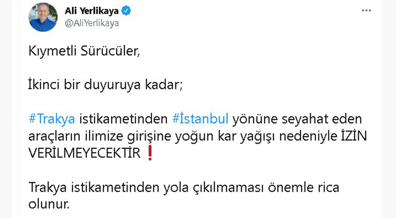İstanbul'u kar fırtınası vurdu: Trakya istikametinden araç girişi durduruldu İstanbul'u kar fırtınası vurdu: Trakya istikametinden araç girişi durduruldu