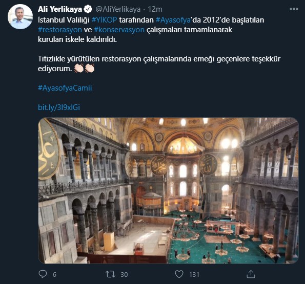 Ayasofya'da yürütülen restorasyon ve konservasyon çalışmaları tamamlandı