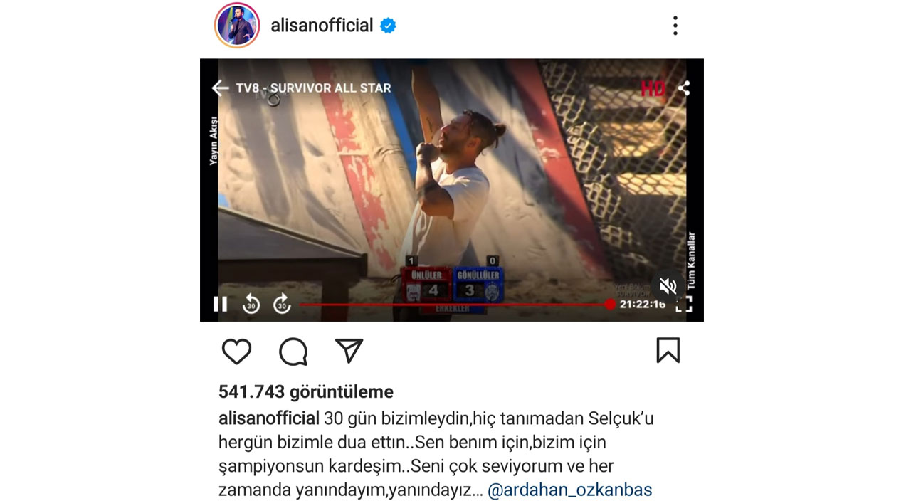 Survivor Ardahan, Alişan’ın hayatını kaybeden kardeşini unutmadı Survivor Ardahan, Alişan’ın hayatını kaybeden kardeşini unutmadı