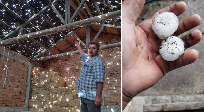 Amasya'yı dolu vurdu! Seralar ve çatılar delik deşik oldu