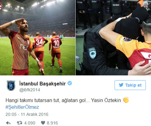 Başakşehir'den anlamlı Yasin Öztekin tweeti Başakşehir'den anlamlı Yasin Öztekin tweeti