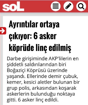 Sol gazetesi, darbeye direnenleri katliamcı ilan etti
