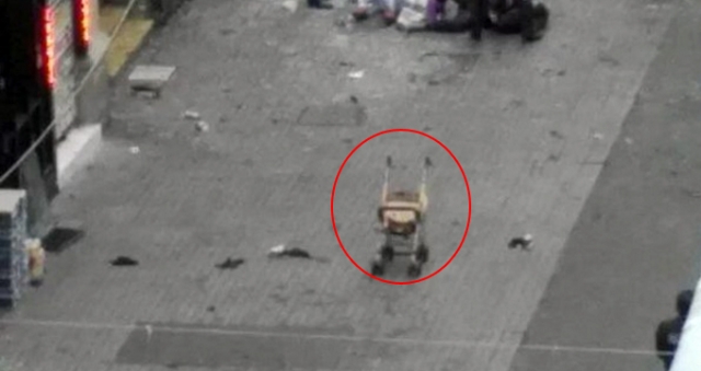 Patlamanın ortasındaki bebek arabası yürek dağladı