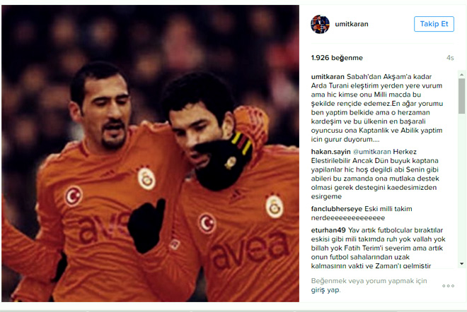 Ümit Karan'dan Arda Turan'a sert eleştiri
