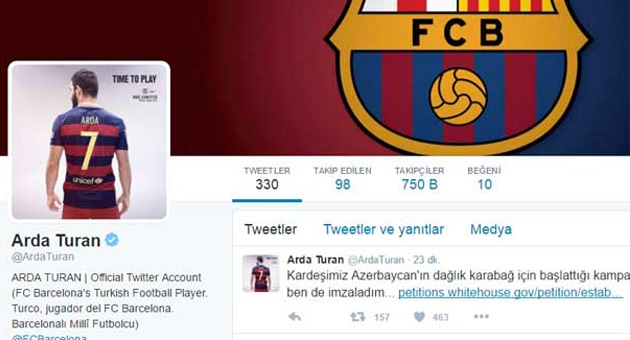Arda Turan'dan Azerbaycan'a destek!