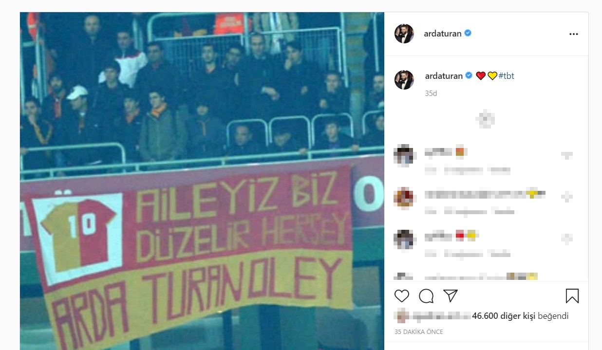 Arda Turan'dan Galatasaray paylaşımı