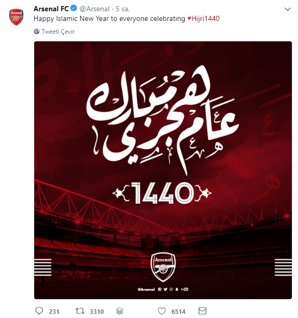 Arsenal'dan İslam alemine mesaj Arsenal'dan İslam alemine mesaj
