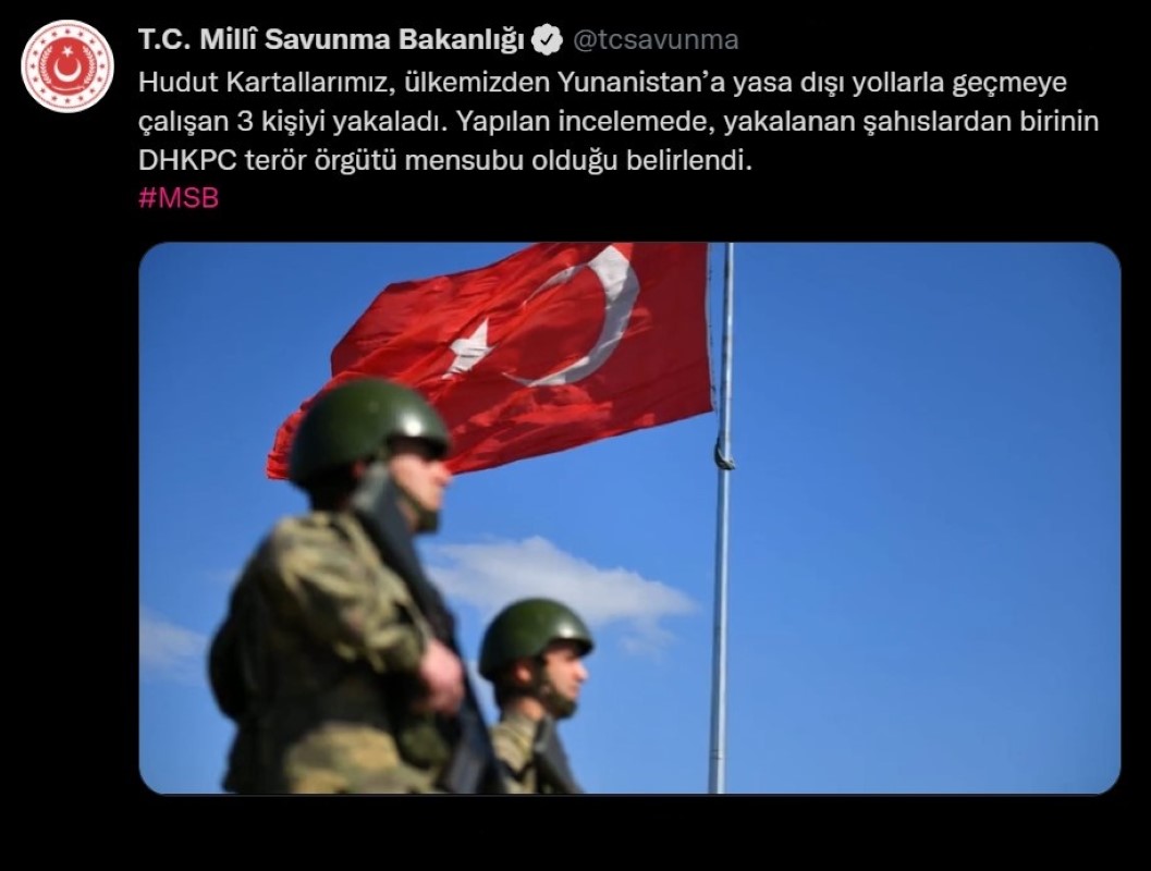 MSB açıkladı: Yunanistan'a kaçmaya çalışan 3 kişi yakalandı