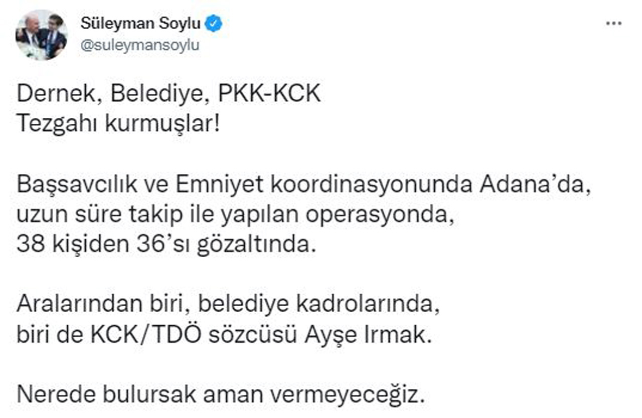 Bakan Soylu açıkladı! Adana'da operasyon: 36 gözaltı Bakan Soylu açıkladı! Adana'da operasyon: 36 gözaltı