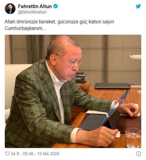 İletişim Başkanı Altun'dan, Cumhurbaşkanı Erdoğan paylaşımı