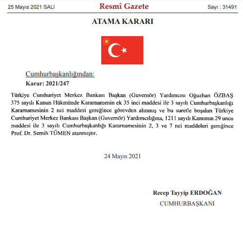 Merkez Bankası Başkan Yardımcılığı'na Semih Tümen atandı