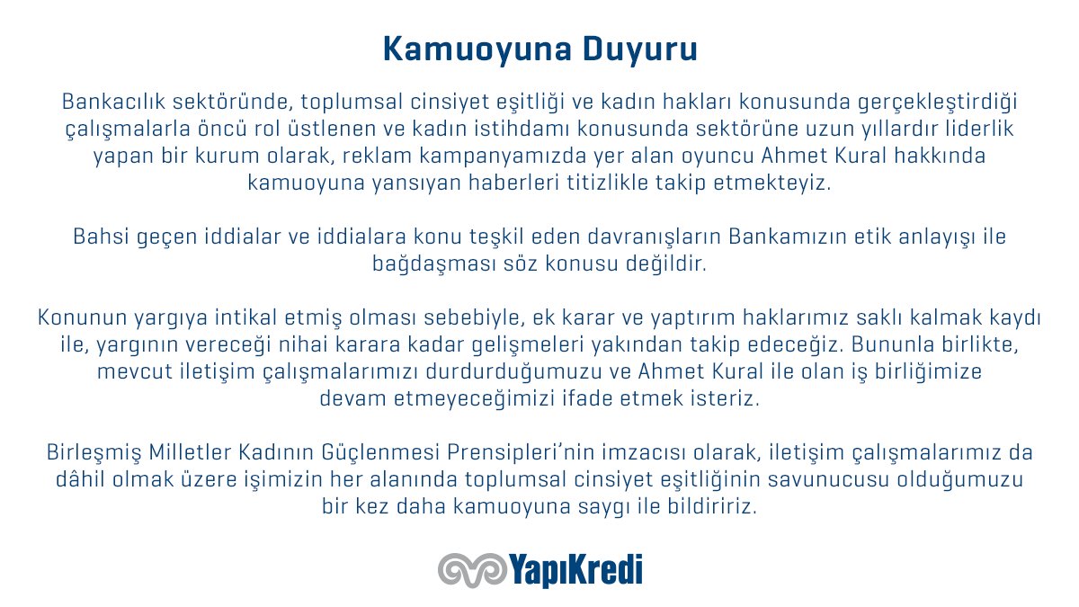 Yapı Kredi'den flaş Ahmet Kural kararı