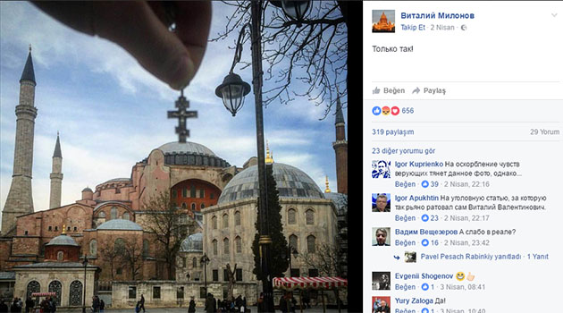 Rus milletvekilinden skandal Ayasofya paylaşımı