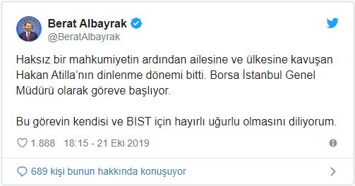 Borsa İstanbul Genel Müdürlüğü'ne Hakan Atilla atandı