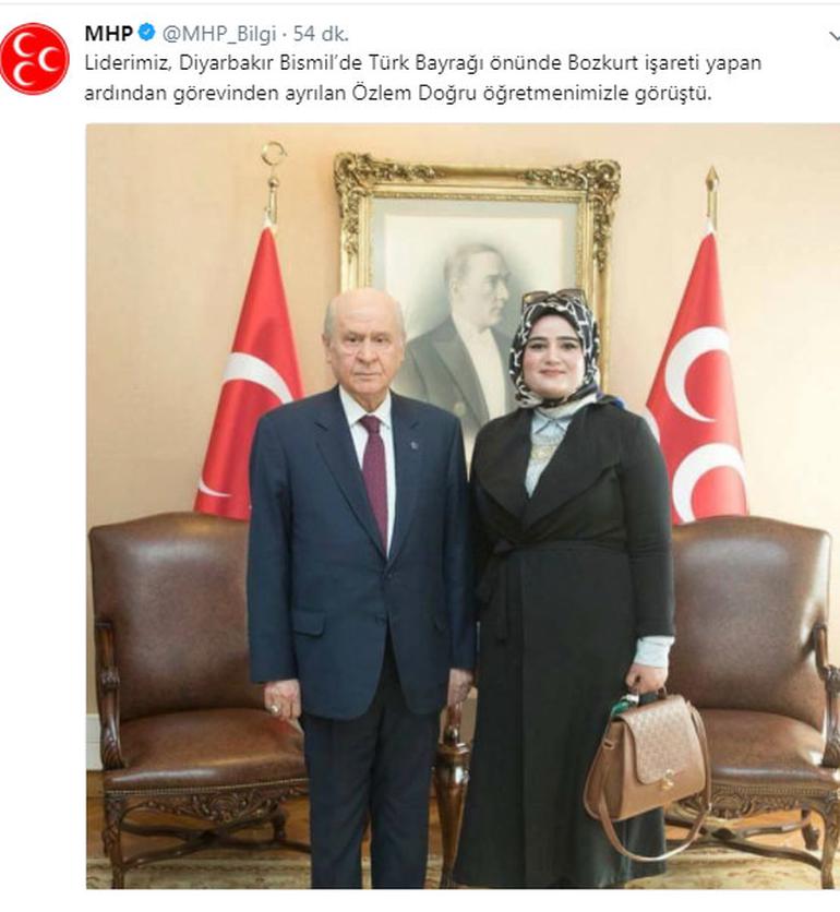 Sınıfta 'bozkurt' işareti yapan öğretmen Bahçeli'ye gitti