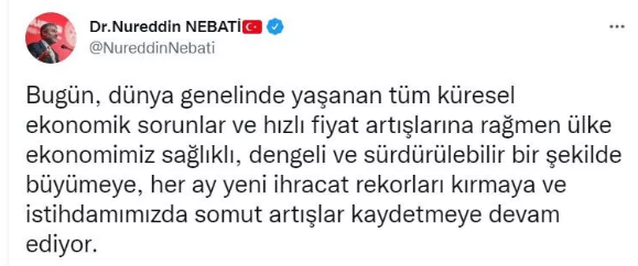 Son dakika: Bakan Nebati: Ekonomimiz büyümeye devam ediyor