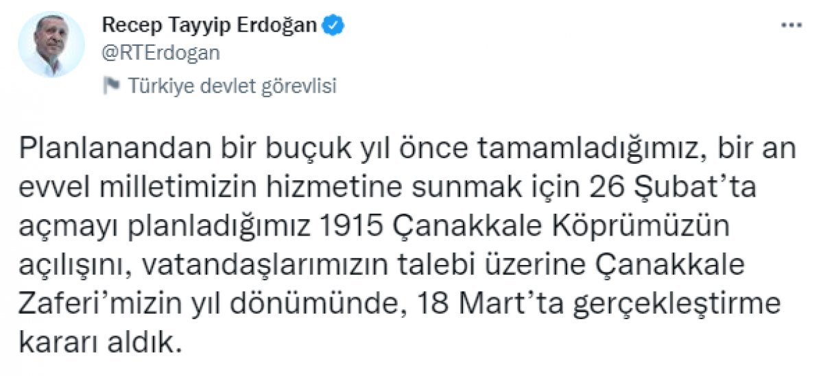 1915 Çanakkale Köprüsü 18 Mart'ta açılacak