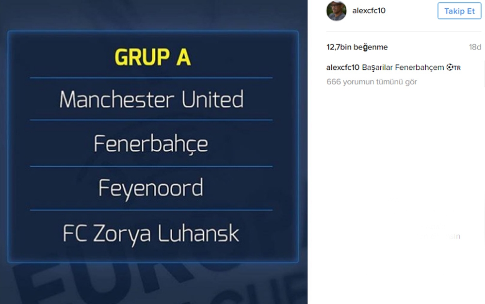 Alex: Başarılar Fenerbahçem