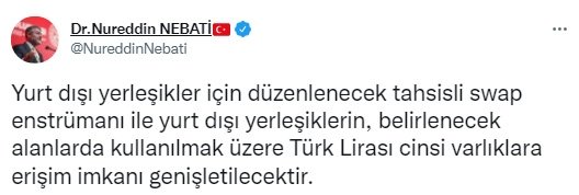Son dakika: Bakan Nebati'den Türk Lirası mesajı! Türk Lirası cinsi varlıklara erişim imkanı genişletilecek
