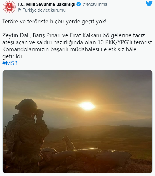 MSB duyurdu: 10 PKK'lı terörist etkisiz hale getirildi